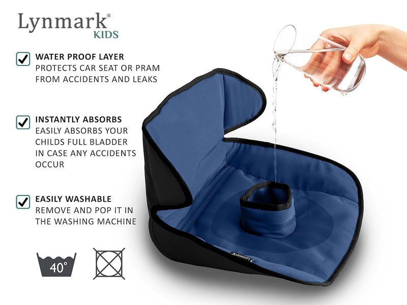 LynmarkÂ® Potty Training Car Seat Protector Cover - Waterproof Soft Piddle Pads for Toddlers and Baby Carseat - Travel-Friendly Universal Washable Liner Mat for Spills, Nappy Leaks, Accidents - Navy - Image 3