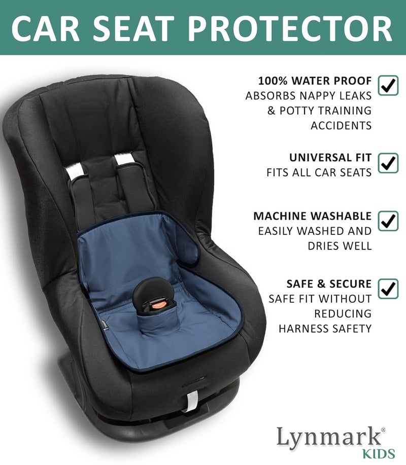LynmarkÂ® Potty Training Car Seat Protector Cover - Waterproof Soft Piddle Pads for Toddlers and Baby Carseat - Travel-Friendly Universal Washable Liner Mat for Spills, Nappy Leaks, Accidents - Navy - Image 2