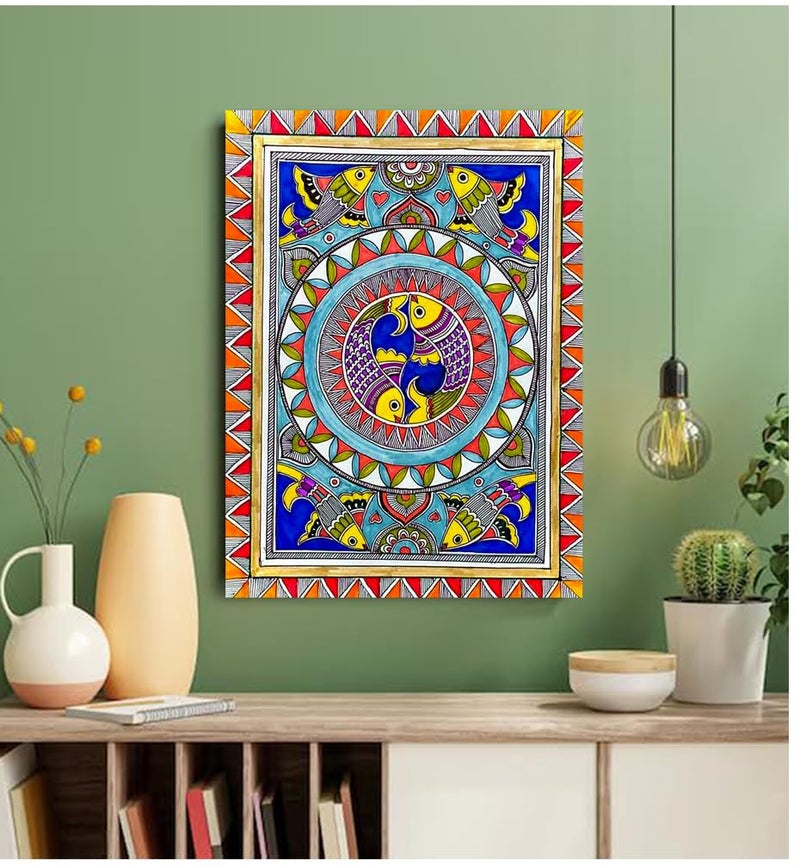Sikhash Traditional Art Canvas Paintings, Rajasthani Art, Indian Art, Kalamkari Art, Madhubani Art, Wall Art, Canvas painting for Living Room, Wall Décor, Unframed, Fabric, Size - 12 X 9 inches. w3 - Image 1