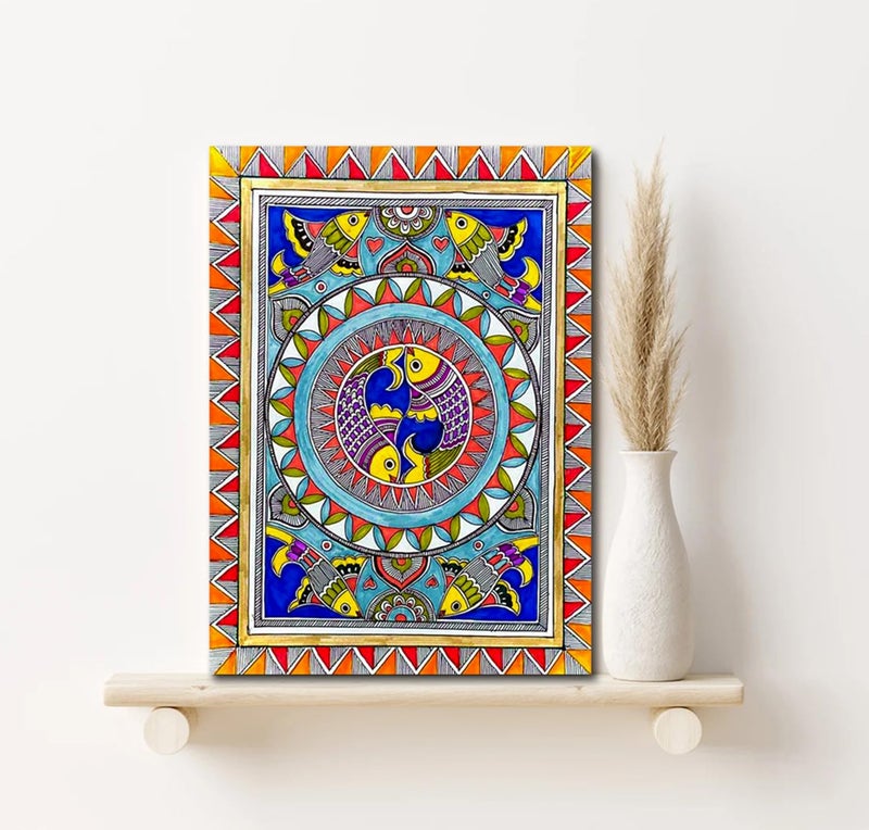 Sikhash Traditional Art Canvas Paintings, Rajasthani Art, Indian Art, Kalamkari Art, Madhubani Art, Wall Art, Canvas painting for Living Room, Wall Décor, Unframed, Fabric, Size - 12 X 9 inches. w3 - Image 2