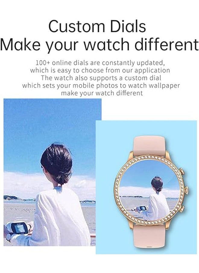 Women's smartwatch IP67 waterproof activity tracker for Android and iOS phones, with full touch color screen heart rate monitor and sleep monitor