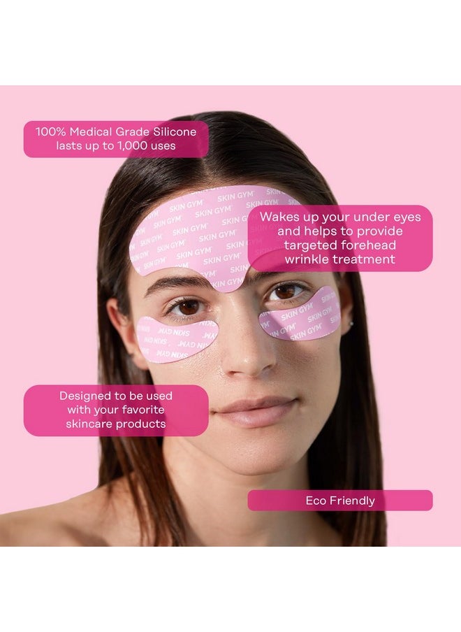 سكين چيم مجموعة أقنعة Skin Gym القابلة لإعادة الاستخدام - رقعة قابلة لإعادة الاستخدام مصنوعة من السيليكون بنسبة 100% لعلاج التجاعيد على الجبهة وتحت العين - لعلاج الهالات السوداء والانتفاخات، قناع علاجي لتفتيح البشرة ومحاربة الشيخوخة وتخفيف التوتر  - Image 2