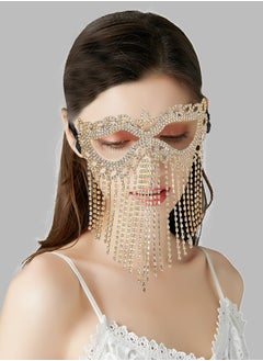 SYOSI Crystal Chain Mask, Rhinestone Cat Eye Fringe Masquerade, Rhinestone Fringe Masquerade Mask Chain, 1920s Masks for Masquerade Proms, Hallowmas Party, Photo Shoot  - Image 2