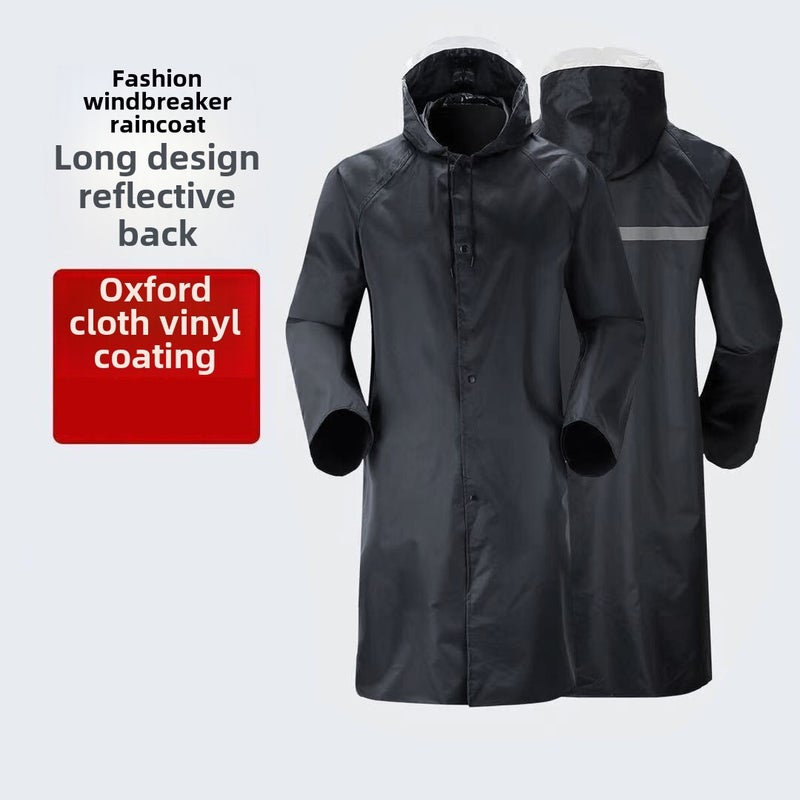 Waterproof Reflective Raincoat Suit for Cycling Long Oxford cloth raincoat [single brim] Average size 
