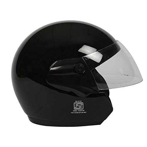 TVS Half Face Motorcycle Helmet, ISI DOT Certified, Clear Visor, Black, Size Large - Image 2
