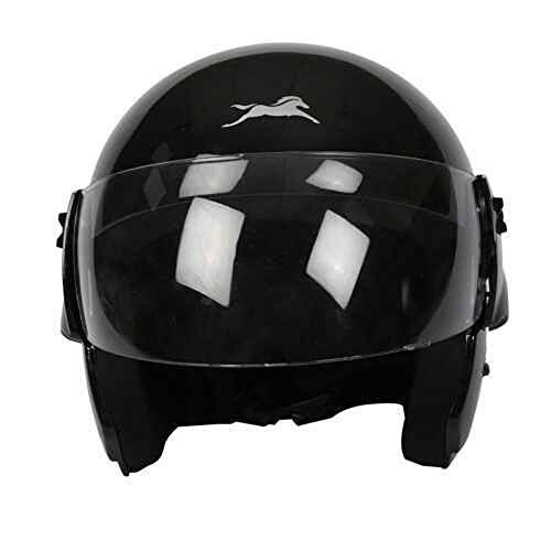 TVS Half Face Motorcycle Helmet, ISI DOT Certified, Clear Visor, Black, Size Large - Image 1