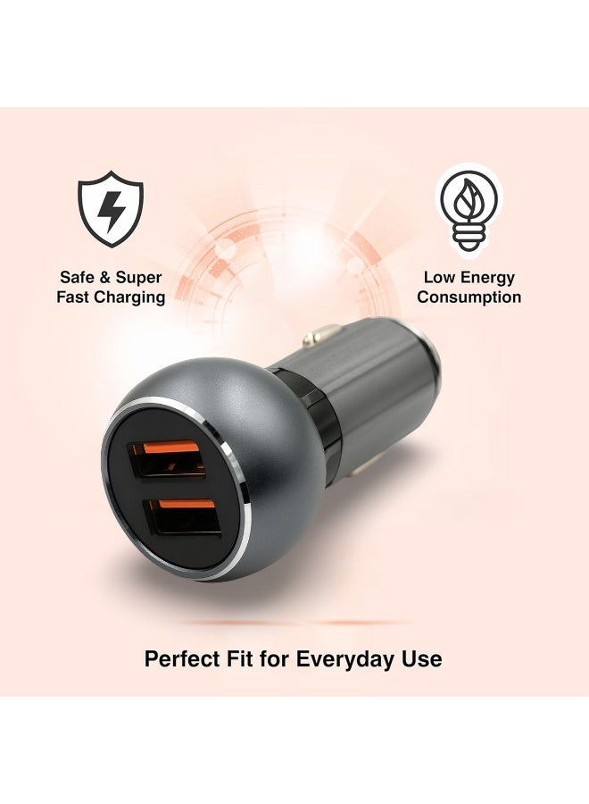LDNIO 36W Dual USB Metal Car Charger with QC3.0 Fast Charging, 12V/24V Vehicle Adapter for Smartphones Tablets iPads Cameras Earbuds, Dual Port Quick Charge, Smart Chip Protection, Stable Output, Includes Charging Cable, C503Q - Image 3