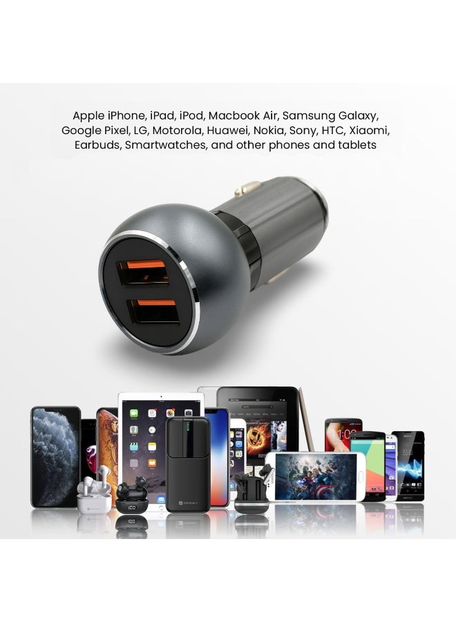 LDNIO 36W Dual USB Metal Car Charger with QC3.0 Fast Charging, 12V/24V Vehicle Adapter for Smartphones Tablets iPads Cameras Earbuds, Dual Port Quick Charge, Smart Chip Protection, Stable Output, Includes Charging Cable, C503Q - Image 5