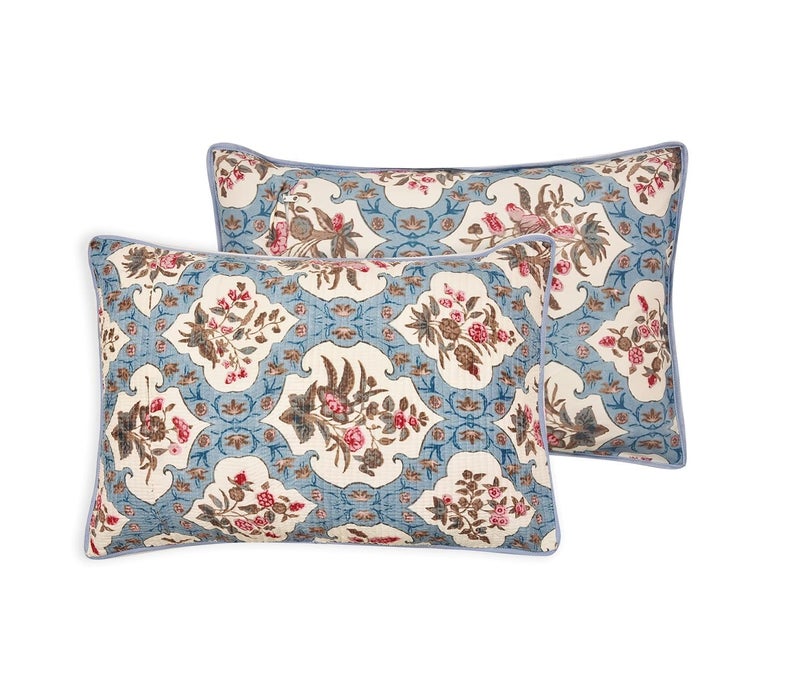 RRC Quilted Floral Print Cotton Pillow Covers Set of 2,17X27(Inches) 220 GSM Soft Cotton Quilted Pillow Cover Protector Zippered Closure - Image 5