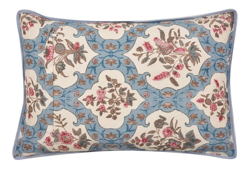 RRC Quilted Floral Print Cotton Pillow Covers Set of 2,17X27(Inches) 220 GSM Soft Cotton Quilted Pillow Cover Protector Zippered Closure - Image 2