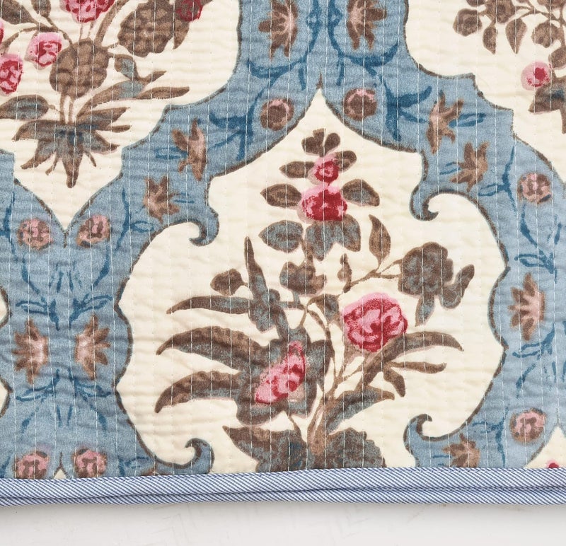 RRC Quilted Floral Print Cotton Pillow Covers Set of 2,17X27(Inches) 220 GSM Soft Cotton Quilted Pillow Cover Protector Zippered Closure - Image 4