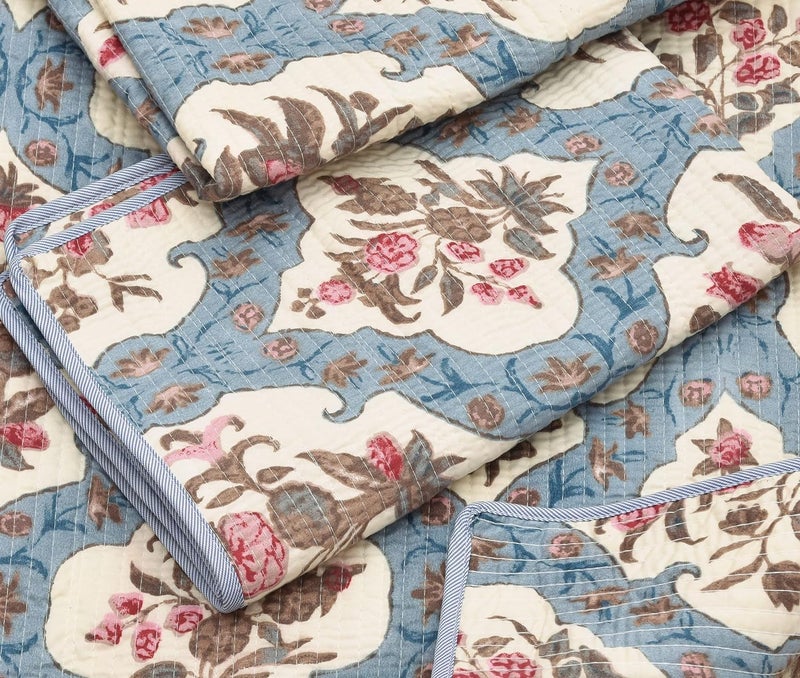RRC Quilted Floral Print Cotton Pillow Covers Set of 2,17X27(Inches) 220 GSM Soft Cotton Quilted Pillow Cover Protector Zippered Closure - Image 3