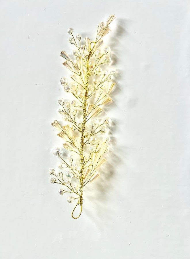 HAPPYMATES Hair Accessories For Women & Girls, Stylish for Wedding Artificial Flowers & Pearl Style Juda Bun Floral Bridal & Hair Pins Hairstyle Decoration (1_Pcs, Peach Diamond Tiara) - Image 4
