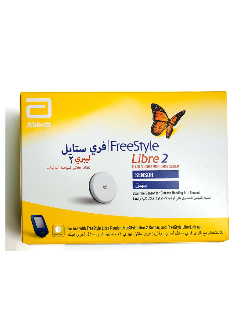 فري ستايل ليبر FreeStyle Libre 2 - Continuous Glucose Monitoring System with Real-Time Mobile App Connectivity, Waterproof Sensor, and Effortless Painless Readings for Up to 14 Days Anytime, Anywhere - Image 1
