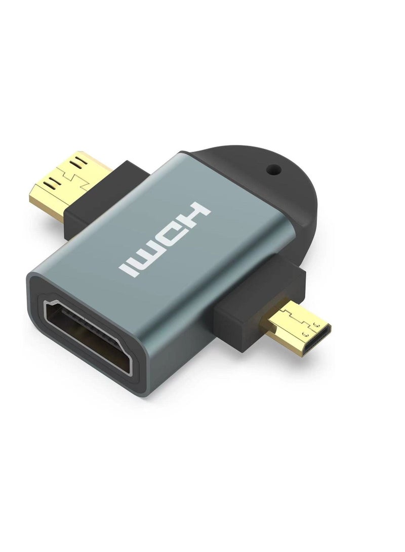 Excefore 1 Pack 2in1 HDMI Mini Adapter, Male Micro to Female Standard HDMI Connector Adapter, Universal Adapter with Gold-Plated Connector, Compatible for Camera, Camcorder, Tablet HDMI Devices - Image 1