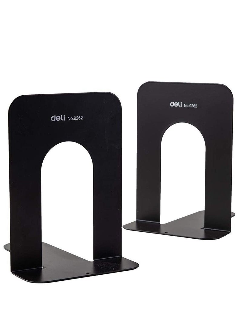 Deli 2-Piece Metal Book End Black 7.5 Inch Size - Image 2