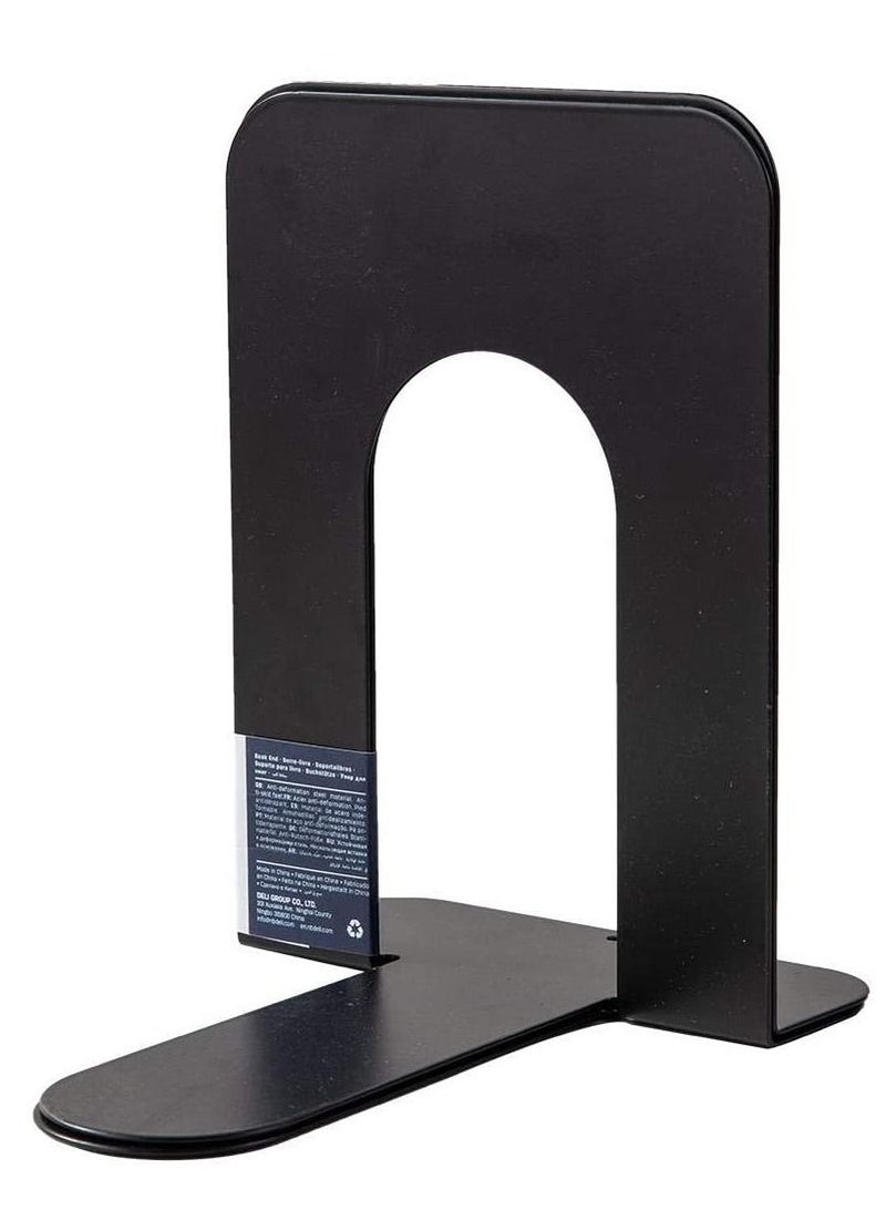 Deli 2-Piece Metal Book End Black 7.5 Inch Size - Image 3