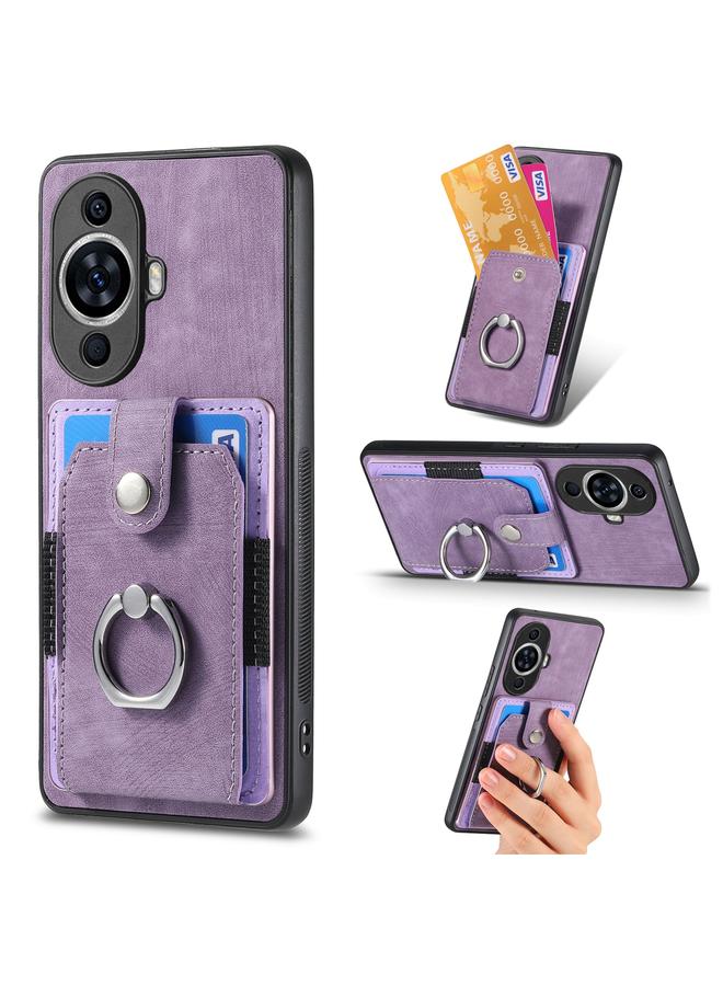 S-TOP Case For Huawei nova 11 Retro Skin-feel Ring Card Wallet Phone Case - Image 1