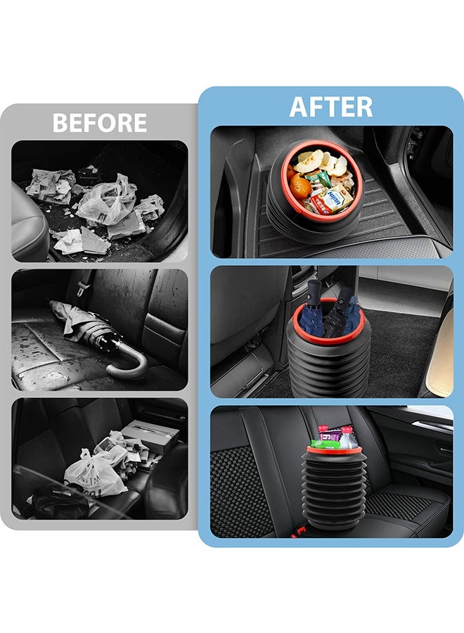 4L Foldable Leak-Proof Car Trash Can Organizer, Multipurpose Auto Garbage Storage Bin, Portable Car Interior Accessories for Car Home Office Travel, Black - Image 2
