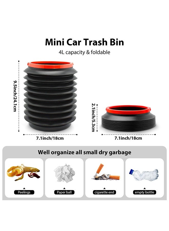 4L Foldable Leak-Proof Car Trash Can Organizer, Multipurpose Auto Garbage Storage Bin, Portable Car Interior Accessories for Car Home Office Travel, Black - Image 5