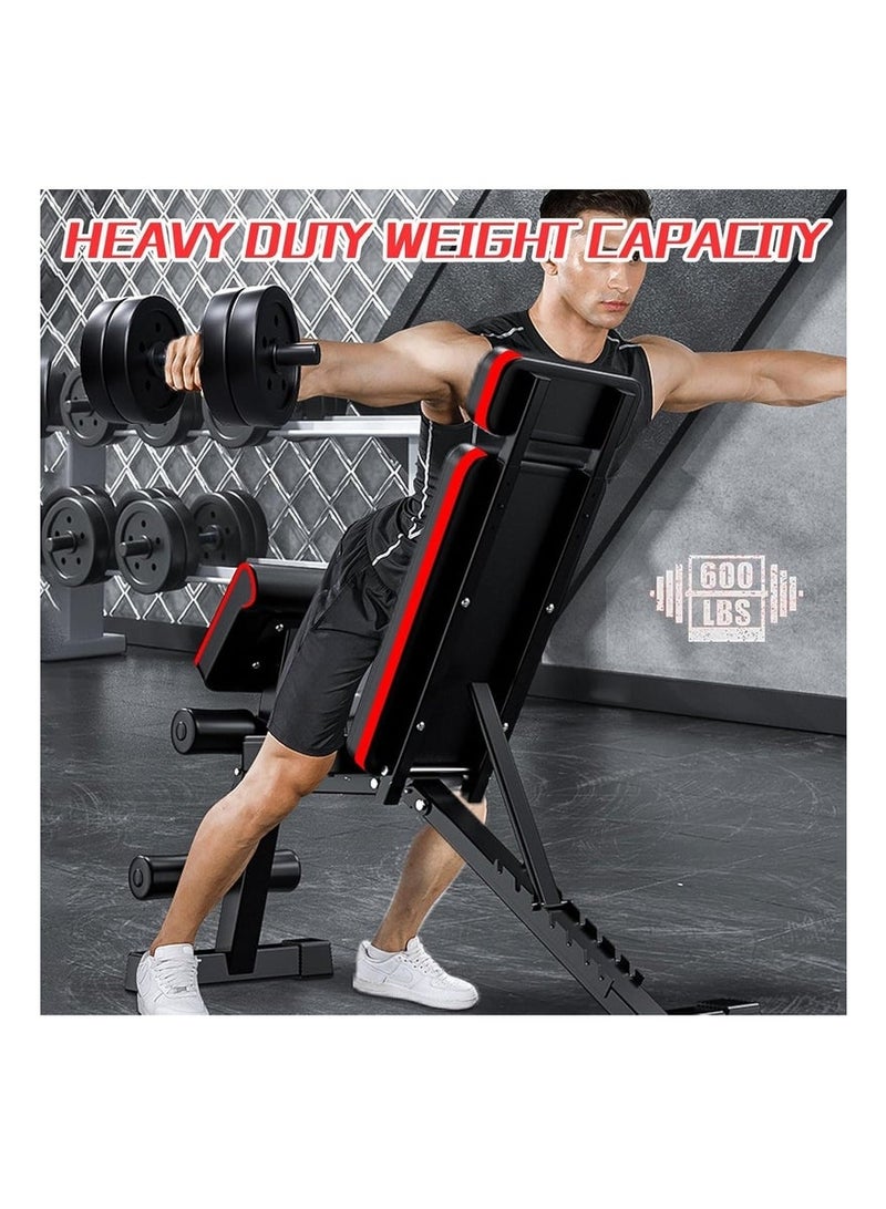 Arabest Adjustable Weight Bench, Foldable Exercise Workout Bench, Extended head & neck protection, Decline/Incline/Bench Press, Utility Bench for Home Gym Full Body Fitness with Elastic Ropes - Image 3