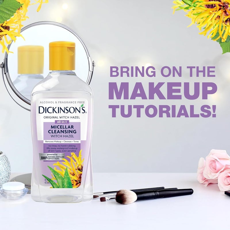 Dickinson's Micellar Cleansing Witch Hazel, An All-in-1 Makeup Remover, Pore Refiner, Skin Cleanser and Toner; Alcohol Free with Aloe, for Sensitive Skin, 16oz - Image 5