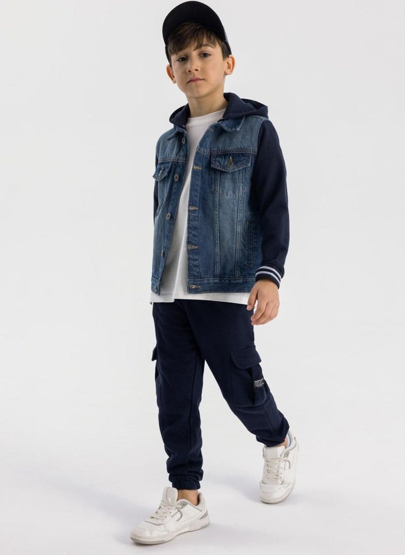 MINOTI Kids' Denim Jacket with Hood  - Image 1