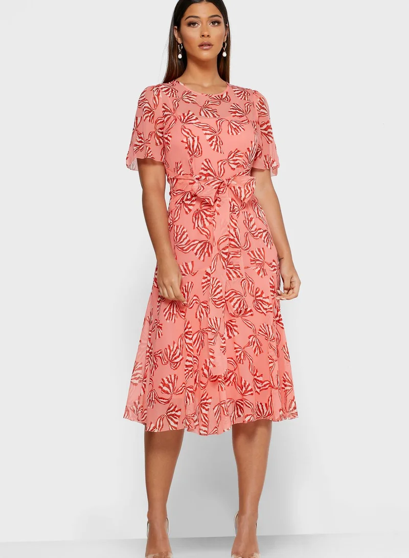 LK Bennett Dr Mimi Floral Print Front Knot Dress