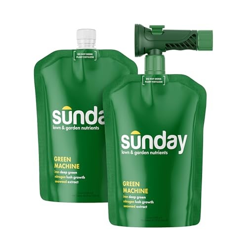 Sunday Green Machine Fertilizer, 42.3oz, 2 Pack - Liquid Lawn Fertilizer for Lush Growth - Includes Universal Sprayer Attachment - Covers Up to 10,000 Sq Ft - Easy Application in 15 Minutes or Less - Image 1
