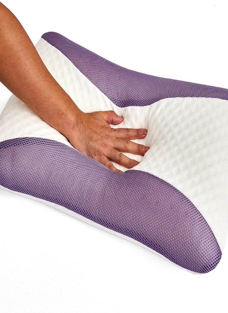 Blueberry Lavender Infused Memory Foam Pillow | Hypoallergenic & Breathable |Removable cover - 60x40x12cm - Image 3