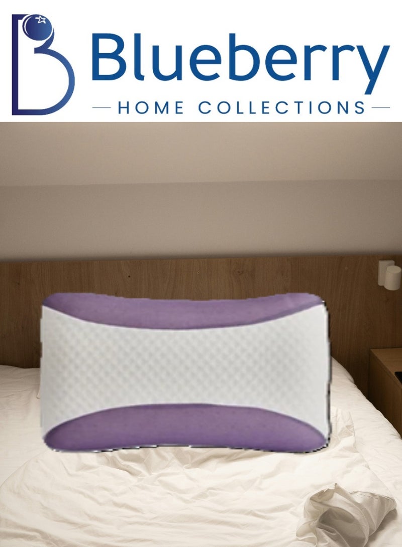 Blueberry Lavender Infused Memory Foam Pillow | Hypoallergenic & Breathable |Removable cover - 60x40x12cm - Image 1