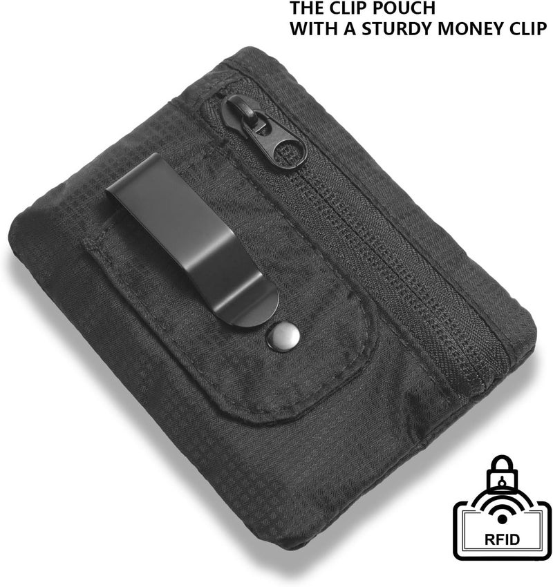 KOSMCCO RFID Blocking Clip Stash Pocket, Compact Hidden Travel Belt Wallet for Cards & Cash - Slim Pickpocket-Proof Design for Everyday Carry, Black - Image 5