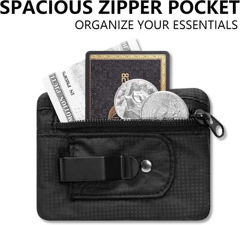 KOSMCCO RFID Blocking Clip Stash Pocket, Compact Hidden Travel Belt Wallet for Cards & Cash - Slim Pickpocket-Proof Design for Everyday Carry, Black - Image 2