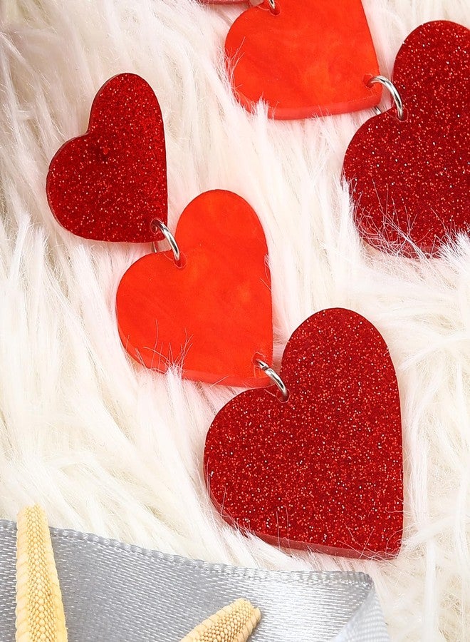 Cifudec Heart Earrings Dangle Valentine's Day Earrings Heart Earrings Cute Love Dangling Heart Earrings for Women, Normal, Acrylic, No Gemstone - Image 4