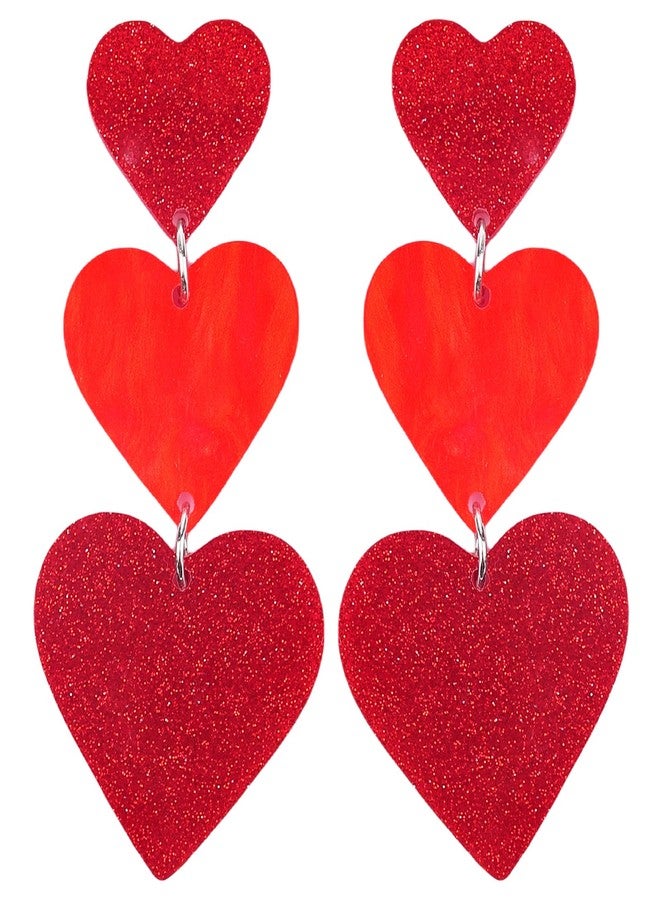 Cifudec Heart Earrings Dangle Valentine's Day Earrings Heart Earrings Cute Love Dangling Heart Earrings for Women, Normal, Acrylic, No Gemstone - Image 1
