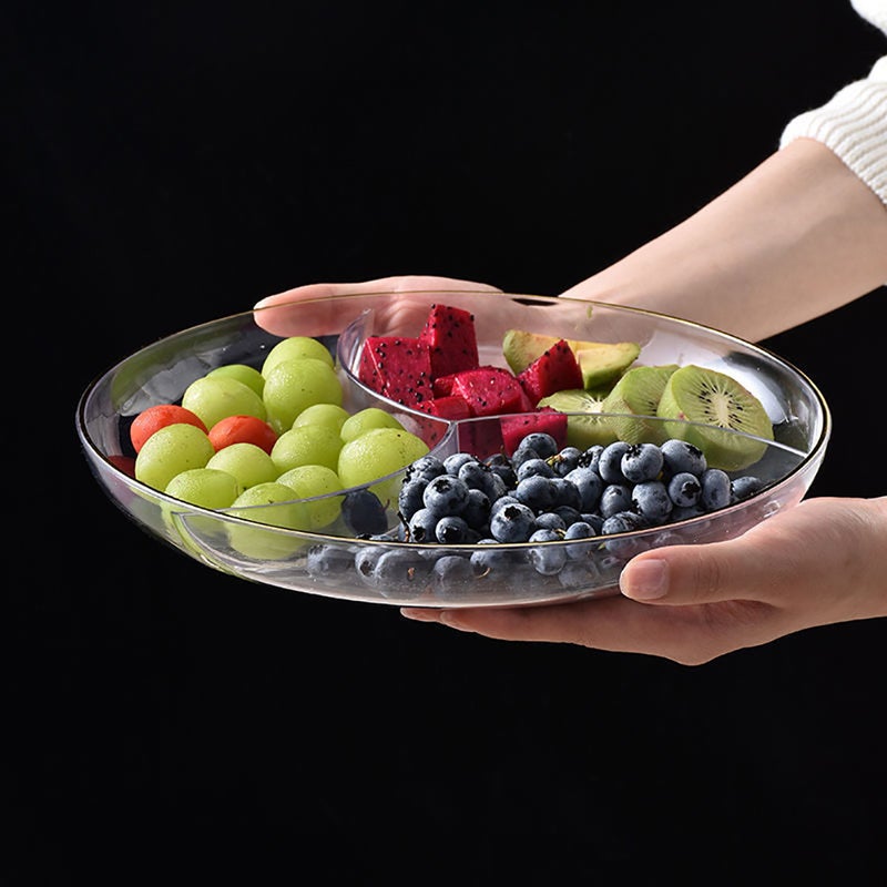 2pcs Food Tray Dried Fruit Plate Desktop Candy Tray Compartment Snack Storage Dish - Image 3