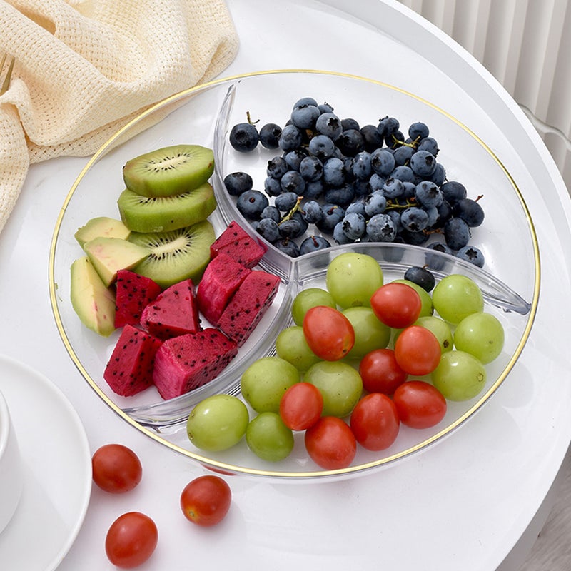 2pcs Food Tray Dried Fruit Plate Desktop Candy Tray Compartment Snack Storage Dish - Image 2