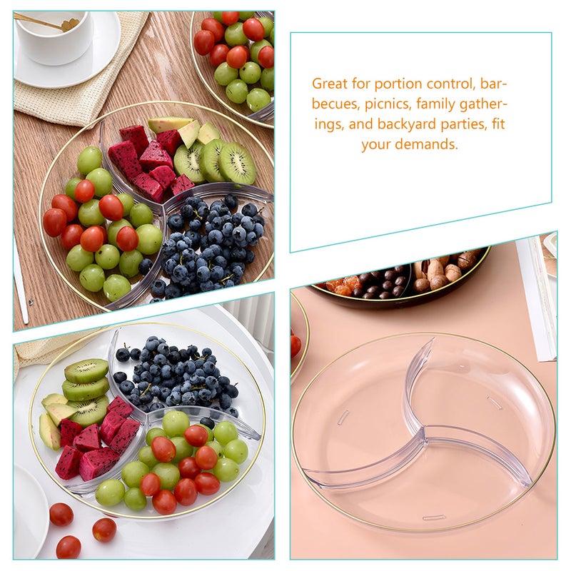 2pcs Food Tray Dried Fruit Plate Desktop Candy Tray Compartment Snack Storage Dish - Image 4