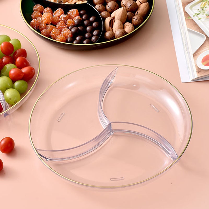 2pcs Food Tray Dried Fruit Plate Desktop Candy Tray Compartment Snack Storage Dish - Image 1