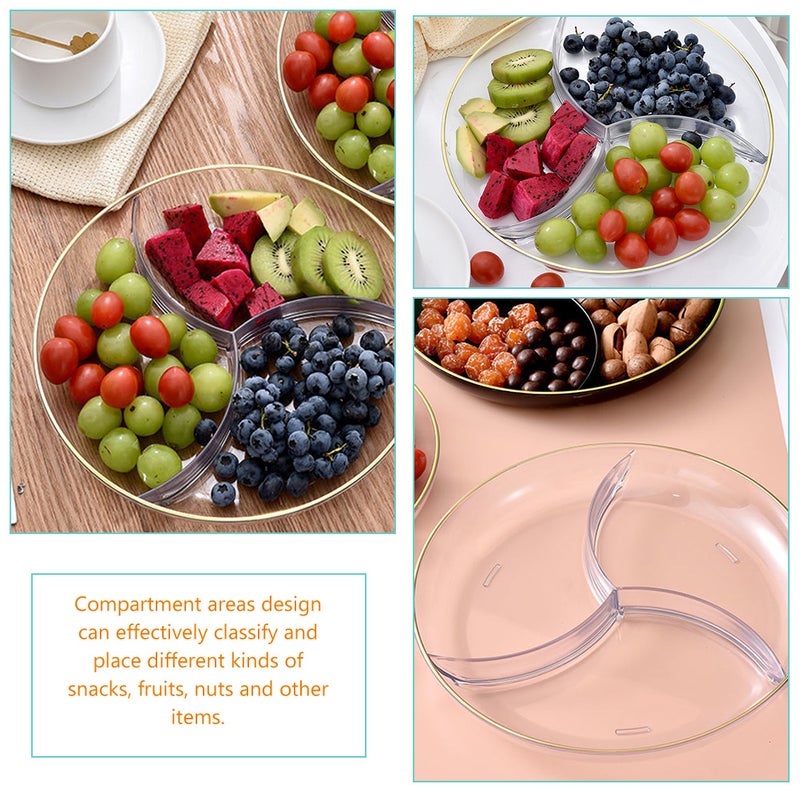 2pcs Food Tray Dried Fruit Plate Desktop Candy Tray Compartment Snack Storage Dish - Image 5