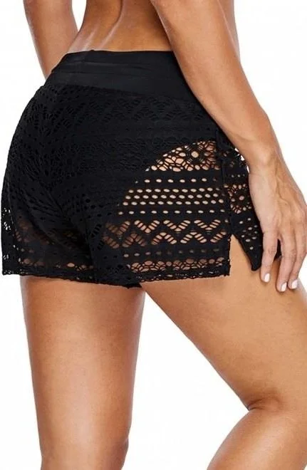 Angelsin Black Lace Marine Shorts Combined Bikini Bottom