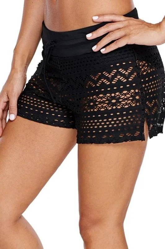 Angelsin Black Lace Marine Shorts Combined Bikini Bottom