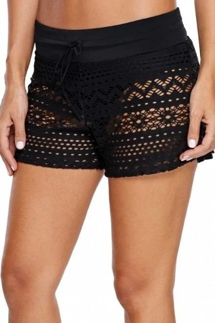 Angelsin Black Lace Marine Shorts Combined Bikini Bottom