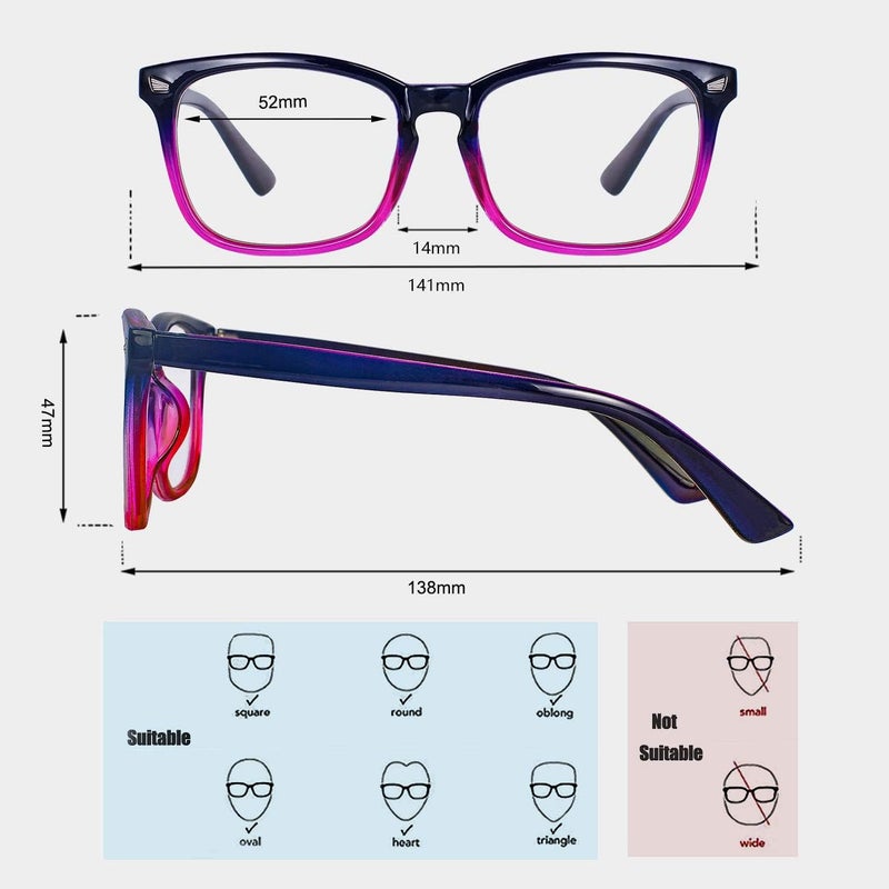 MAXJULI Blue Light Blocking Glasses,Computer Reading/Gaming/TV/Phones Glasses for Women Men(Purple Gradient Pink) - Image 3