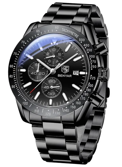 BENYAR BY BENYAR Mens Watches Analog Quartz Chronograph Waterproof Watch for Men Business Work Sport Casual Classic Stainless Steel Dress Men's Wrist Watches Elegant Gifts for Men