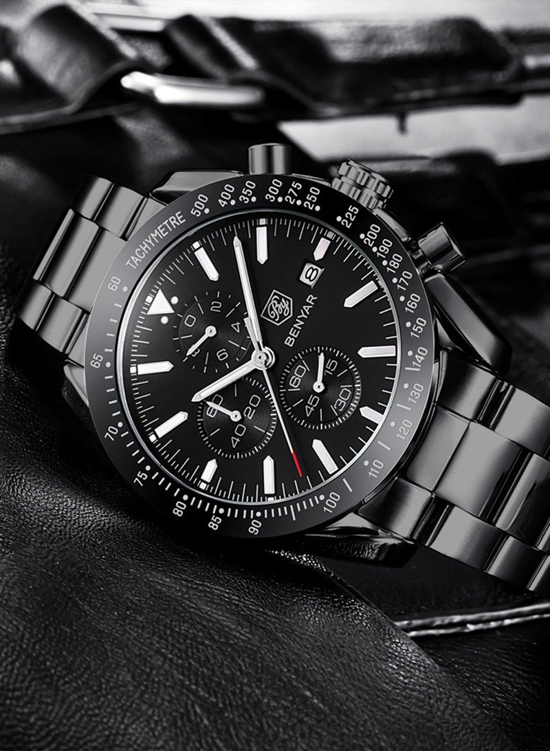 BENYAR BY BENYAR Mens Watches Analog Quartz Chronograph Waterproof Watch for Men Business Work Sport Casual Classic Stainless Steel Dress Men's Wrist Watches Elegant Gifts for Men - Image 3
