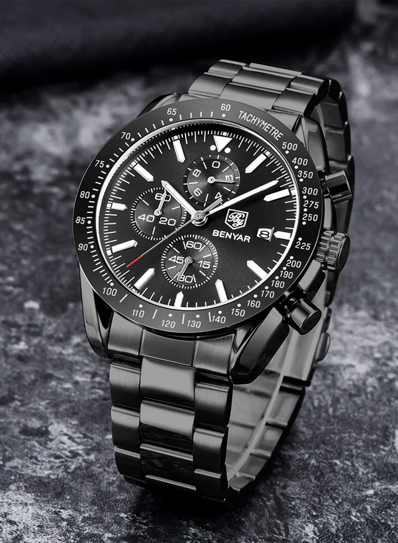 BENYAR  BY BENYAR Mens Watches Analog Quartz Chronograph Waterproof Watch for Men Business Work Sport Casual Classic Stainless Steel Dress Men's Wrist Watches Elegant Gifts for Men  | Best Price UAE