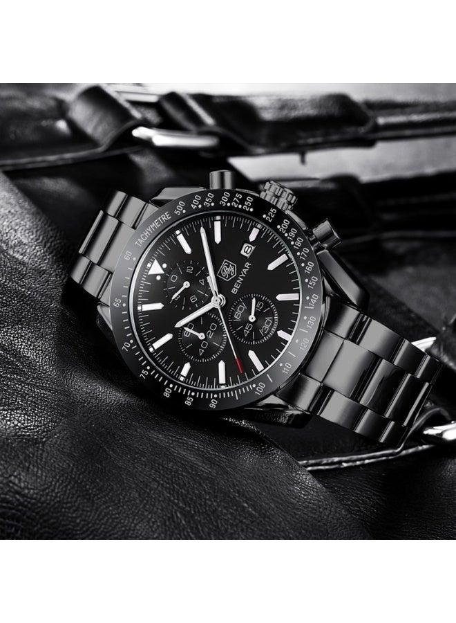 BENYAR Mens Watches Analog Quartz Chronograph Waterproof Watch for Men Business Work Sport Casual Classic Stainless Steel Dress Men's Wrist Watches Elegant Gifts for Men - Image 4