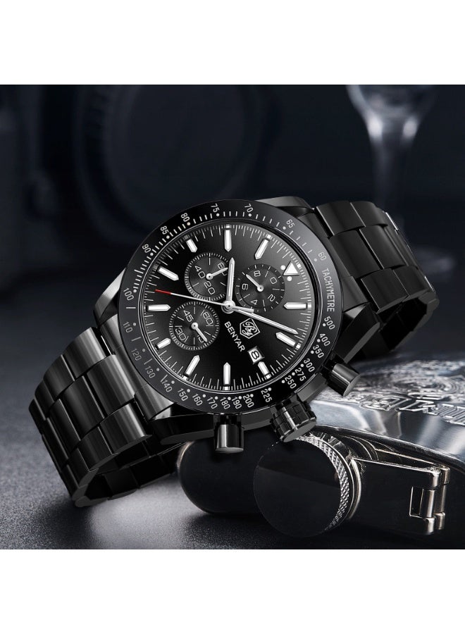 BENYAR Mens Watches Analog Quartz Chronograph Waterproof Watch for Men Business Work Sport Casual Classic Stainless Steel Dress Men's Wrist Watches Elegant Gifts for Men - Image 3