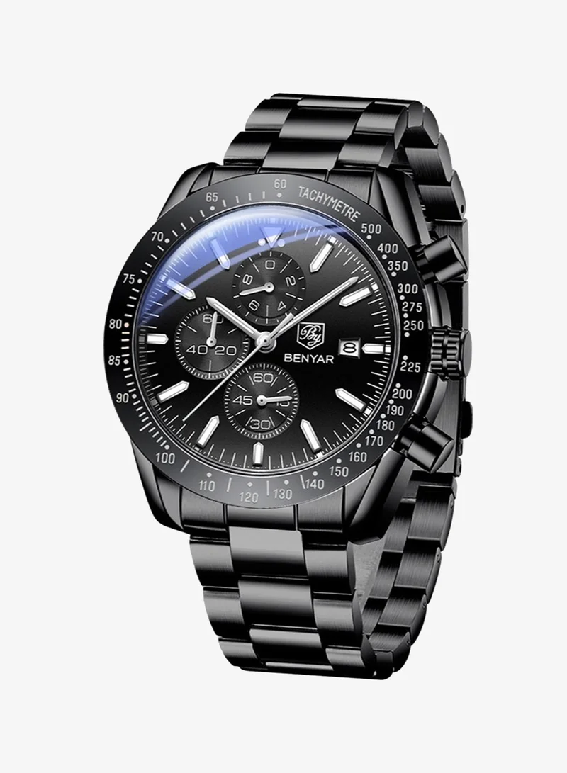 BENYAR Mens Watches Analog Quartz Chronograph Waterproof Watch for Men Business Work Sport Casual Classic Stainless Steel Dress Men's Wrist Watches Elegant Gifts for Men